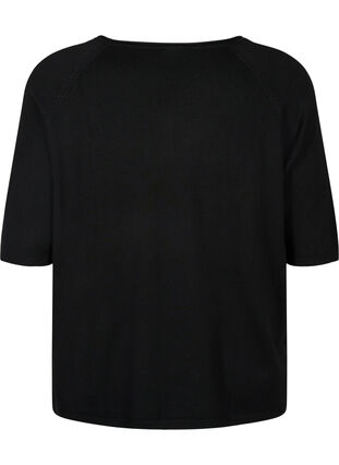 Gebreide blouse van viscose met 3/4 mouwen, Black, Packshot image number 1