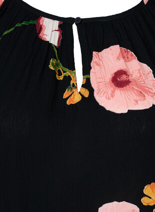 Tunique en viscose imprimée à manches 3/4, Black Big Flower, Packshot image number 2