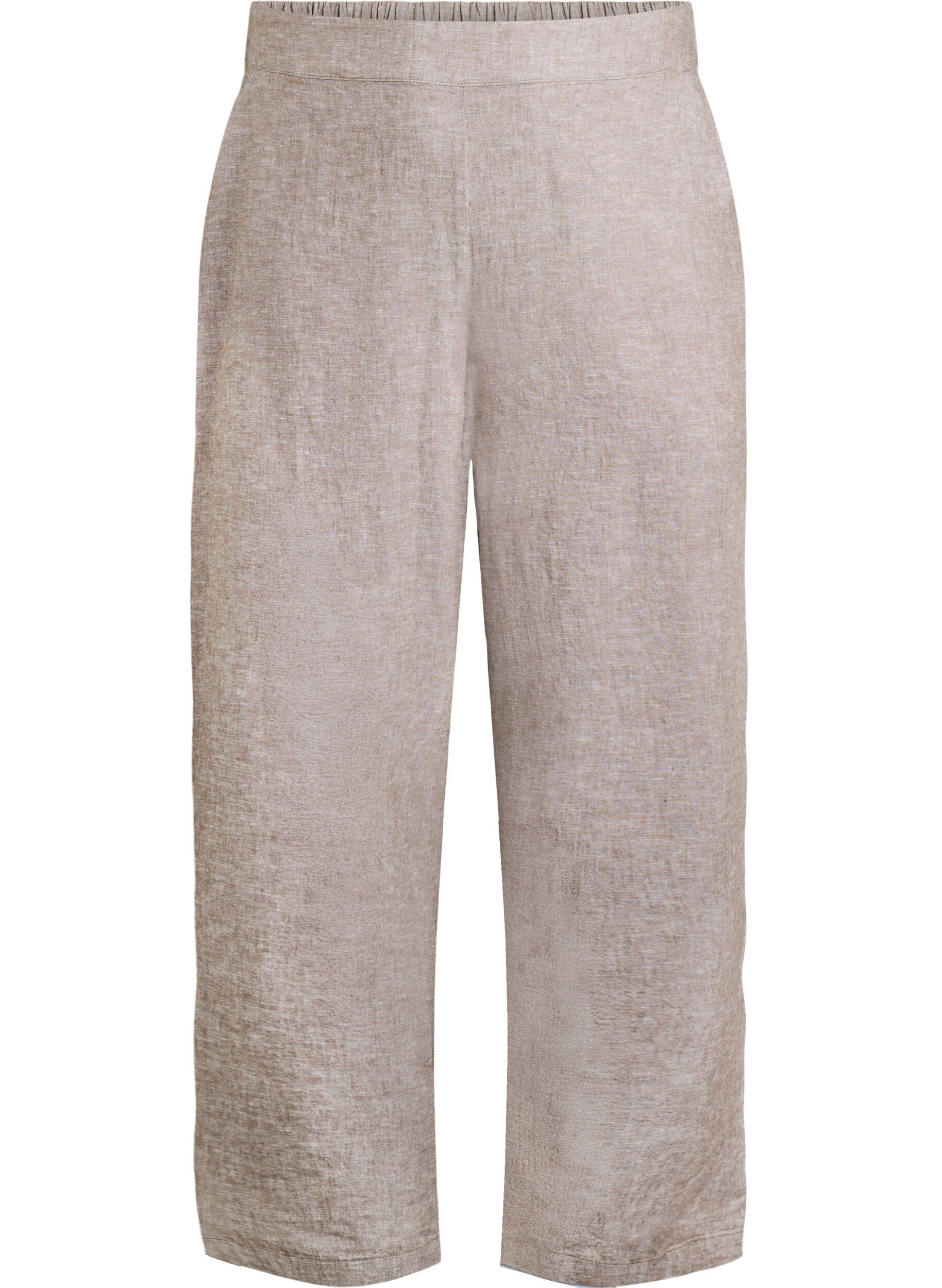 ZizziLinnen en viscose broek met losse pasvorm, Bruin, Packshot image number 0