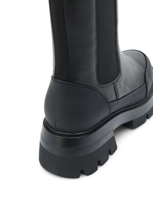 Botte en cuir pour pieds larges avec une semelle épaisse, Black, Packshot image number 3