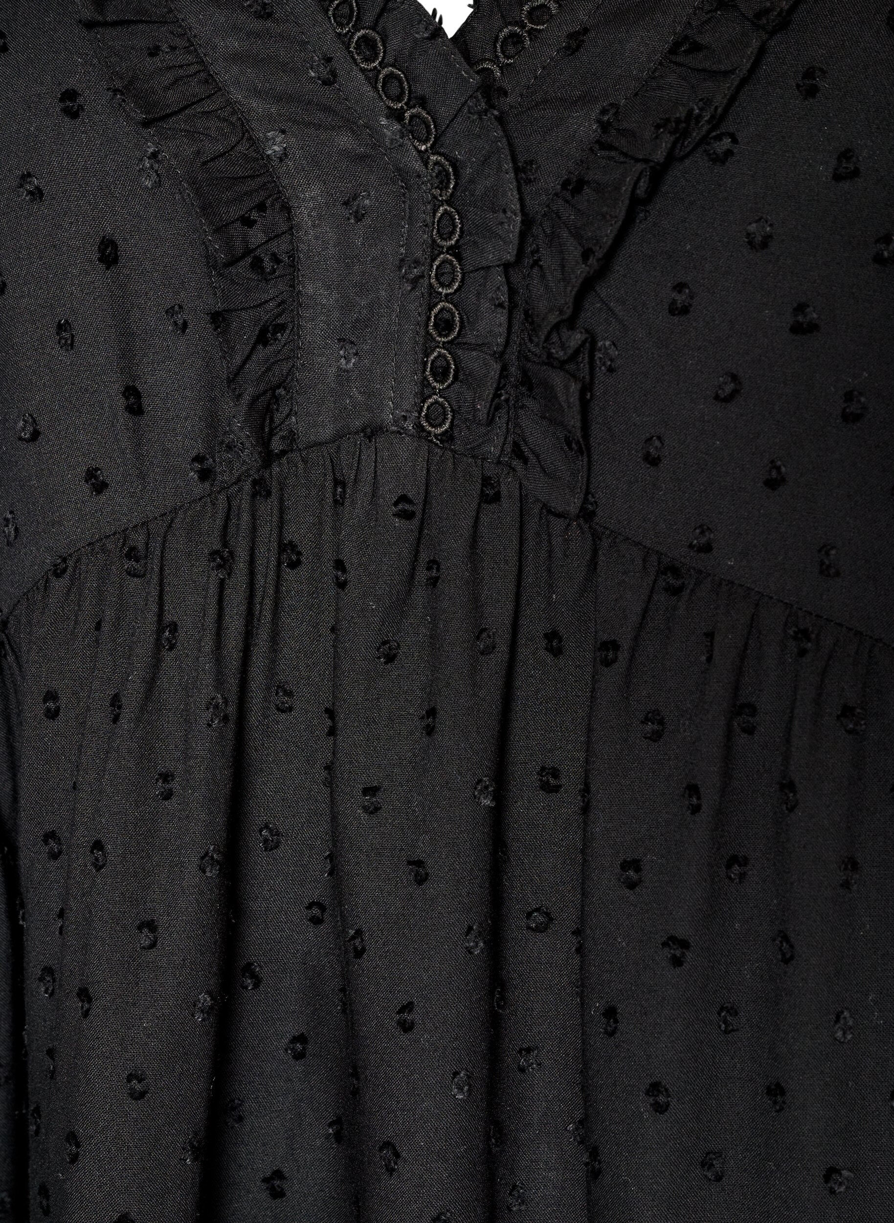 ZizziViscose blouse met een stippenstructuur en V-hals, Zwart, Packshot image number 2