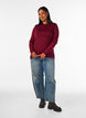Blouse met lange mouwen van wol en viscose, Rood, Model image number 1