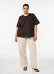 Boxy katoenen T-shirt, Bruin, Model image number 1