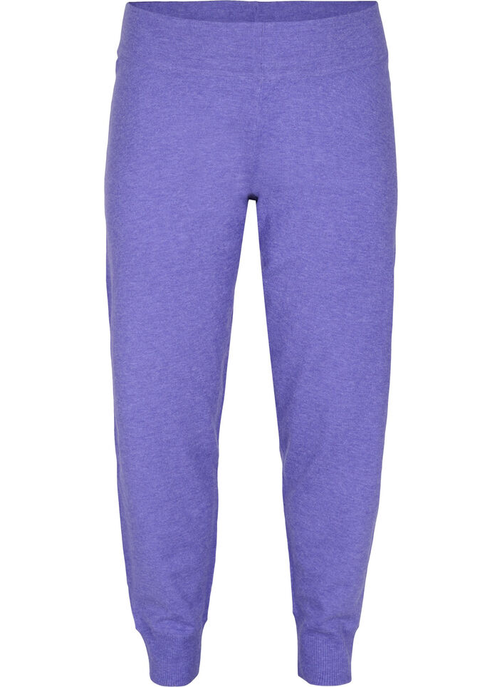 Pantalon en maille mélangée avec côtes, Purple Opulence Mel., Packshot image number 0
