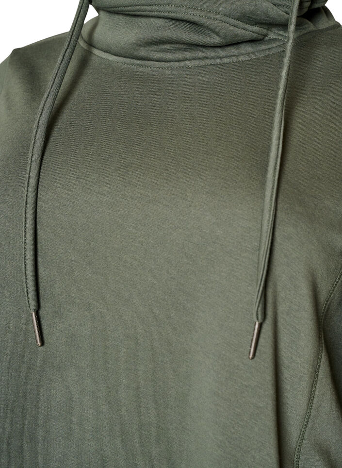 Sweat &agrave; col montant et poches, Vert, Packshot image number 2