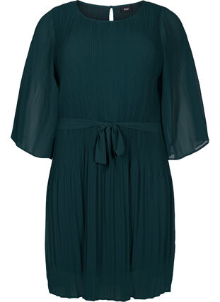 Geplooide jurk met strikceintuur, Scarab, Packshot image number 0