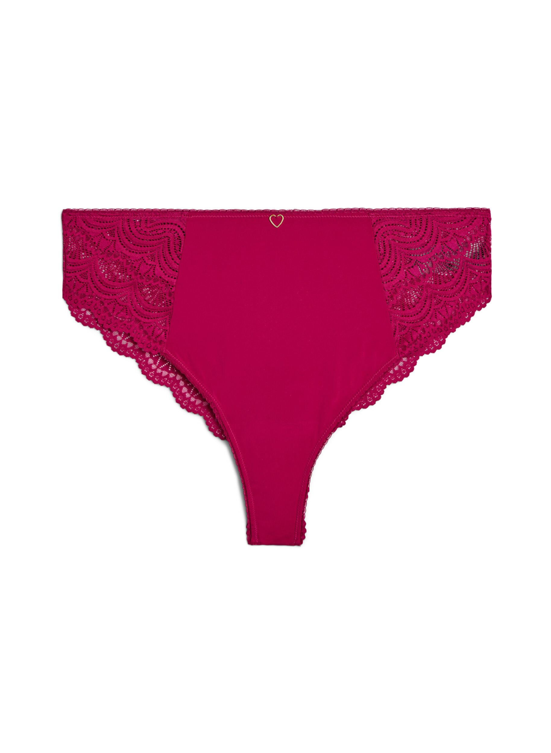 ZizziMicrofiber Braziliaanse slip met kanten details, Boysenberry, Packshot image number 0