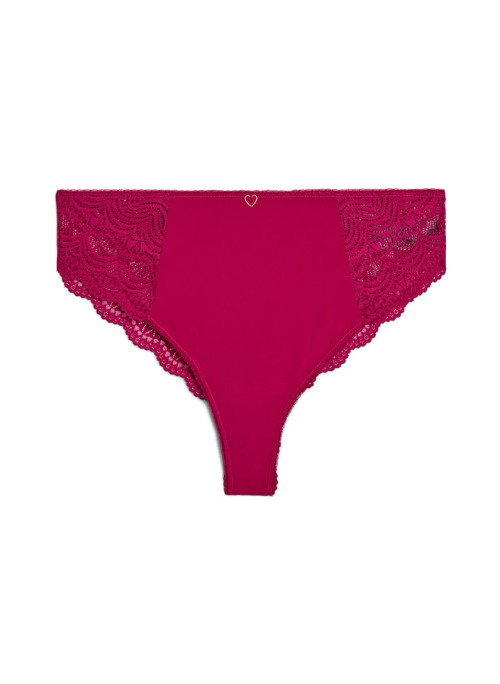 Slip brésilien en microfibre avec dentelle, Boysenberry, Packshot image number 0
