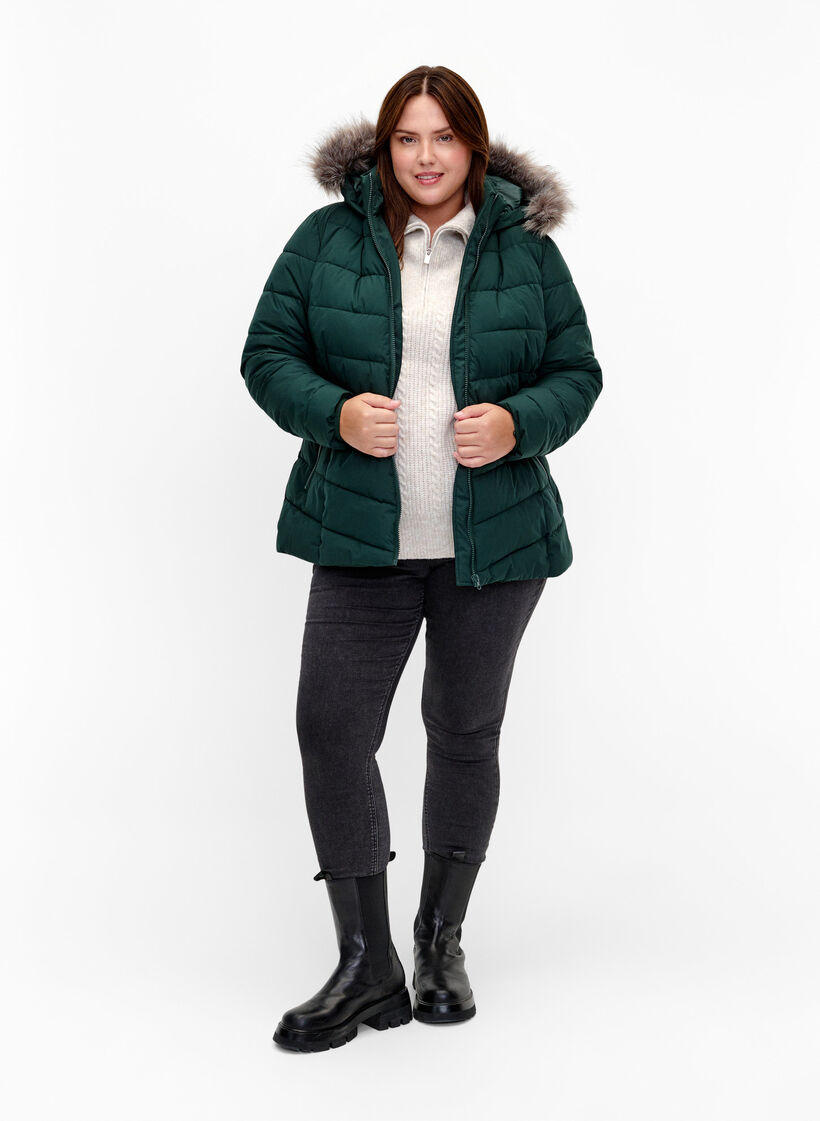 Veste courte &agrave; capuche, Vert fonc&eacute;, Model image number 1