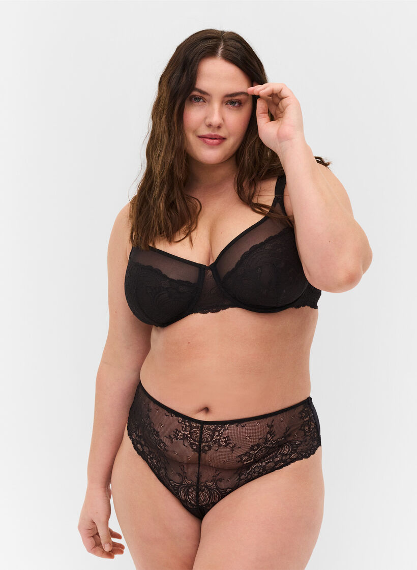 String en dentelle taille normale, Black, Model image number 0