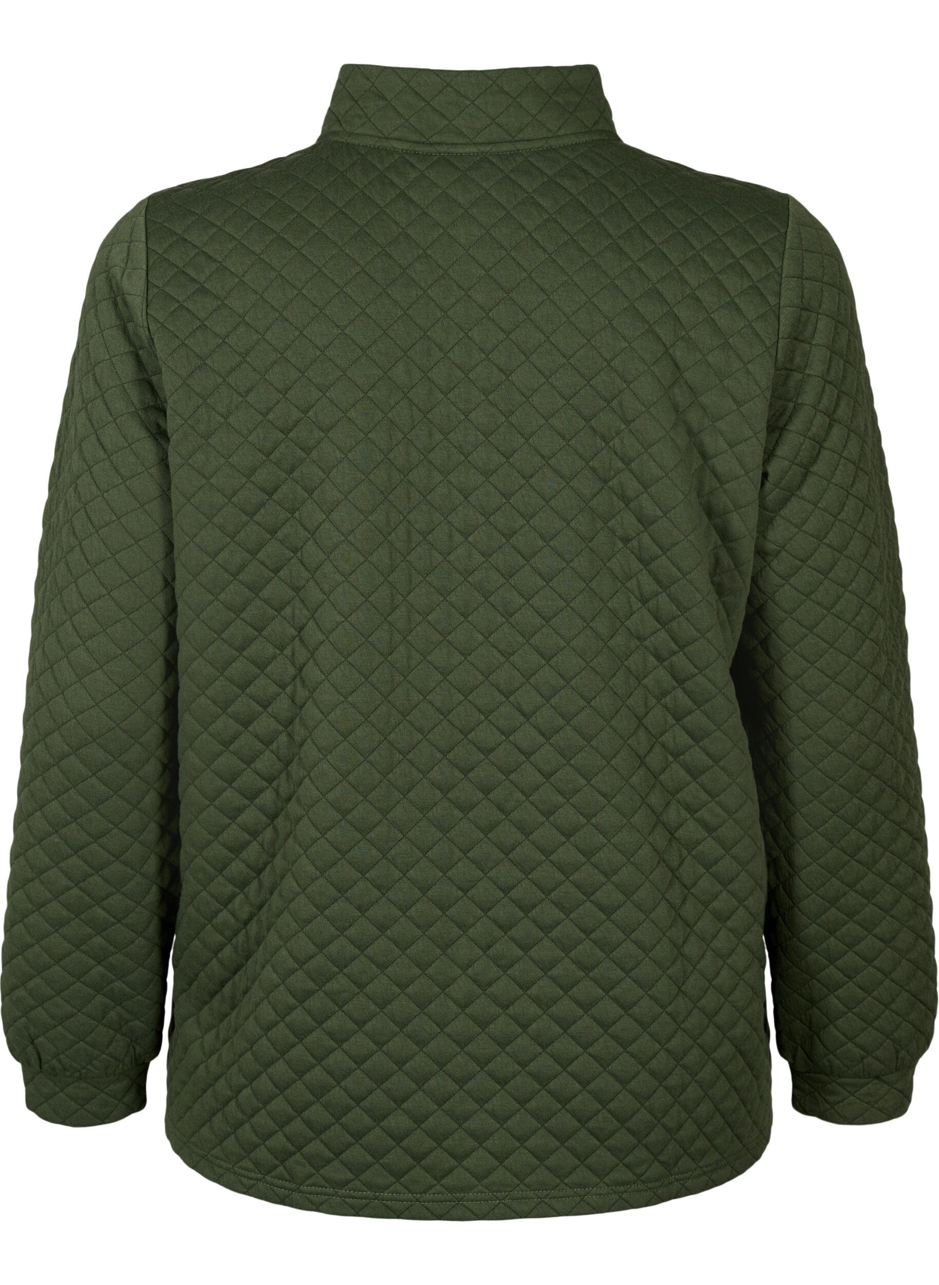 ZizziGewatteerde trui met rits, Thyme, Packshot image number 1