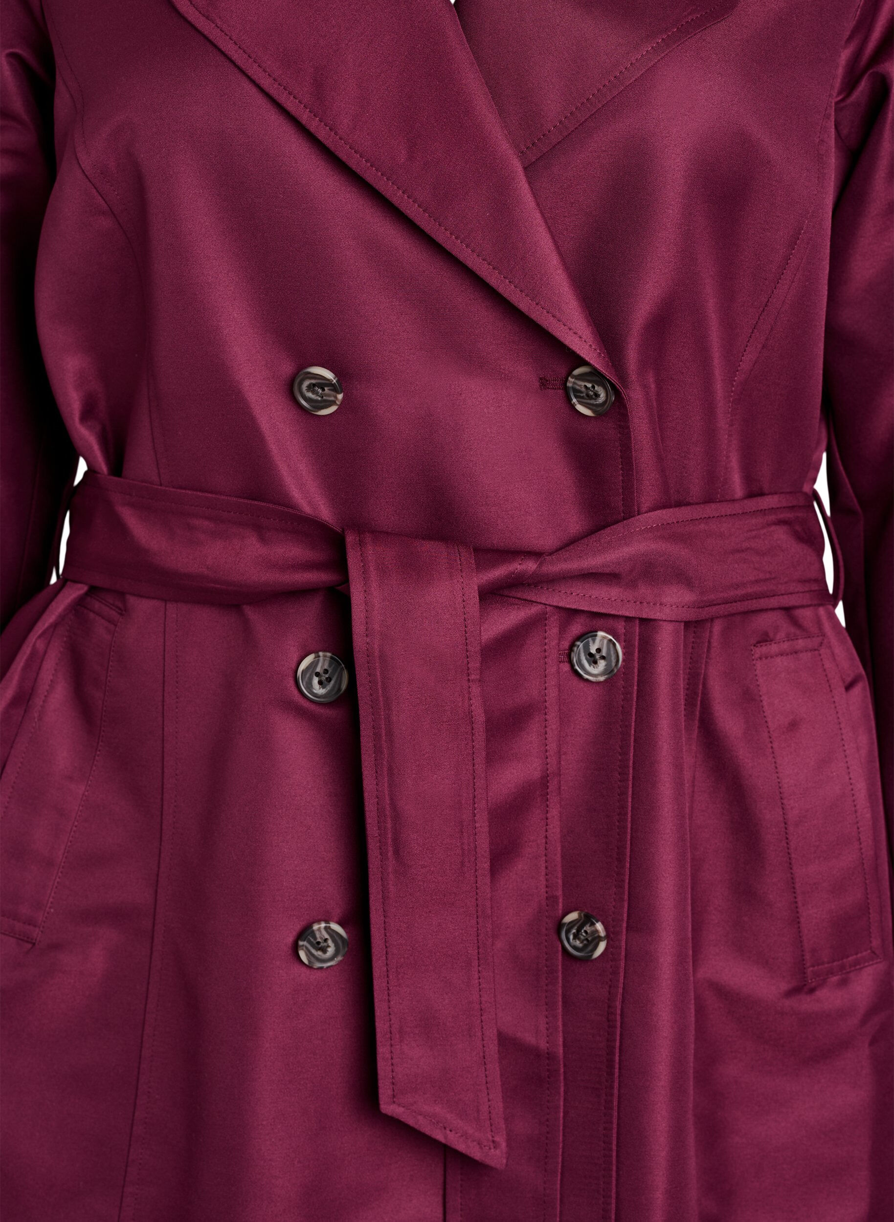 ZizziKorte trenchcoat met riem, Donker Bordeaux, Packshot image number 2