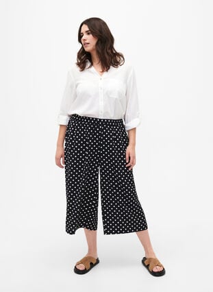 Pantalon ample avec imprimé, Black Dot, Model image number 0
