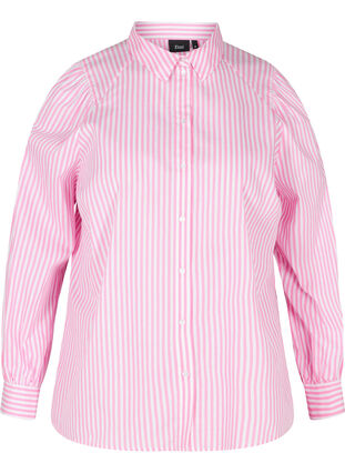 Chemise en coton à rayures, White/ Pink Stripe, Packshot image number 0