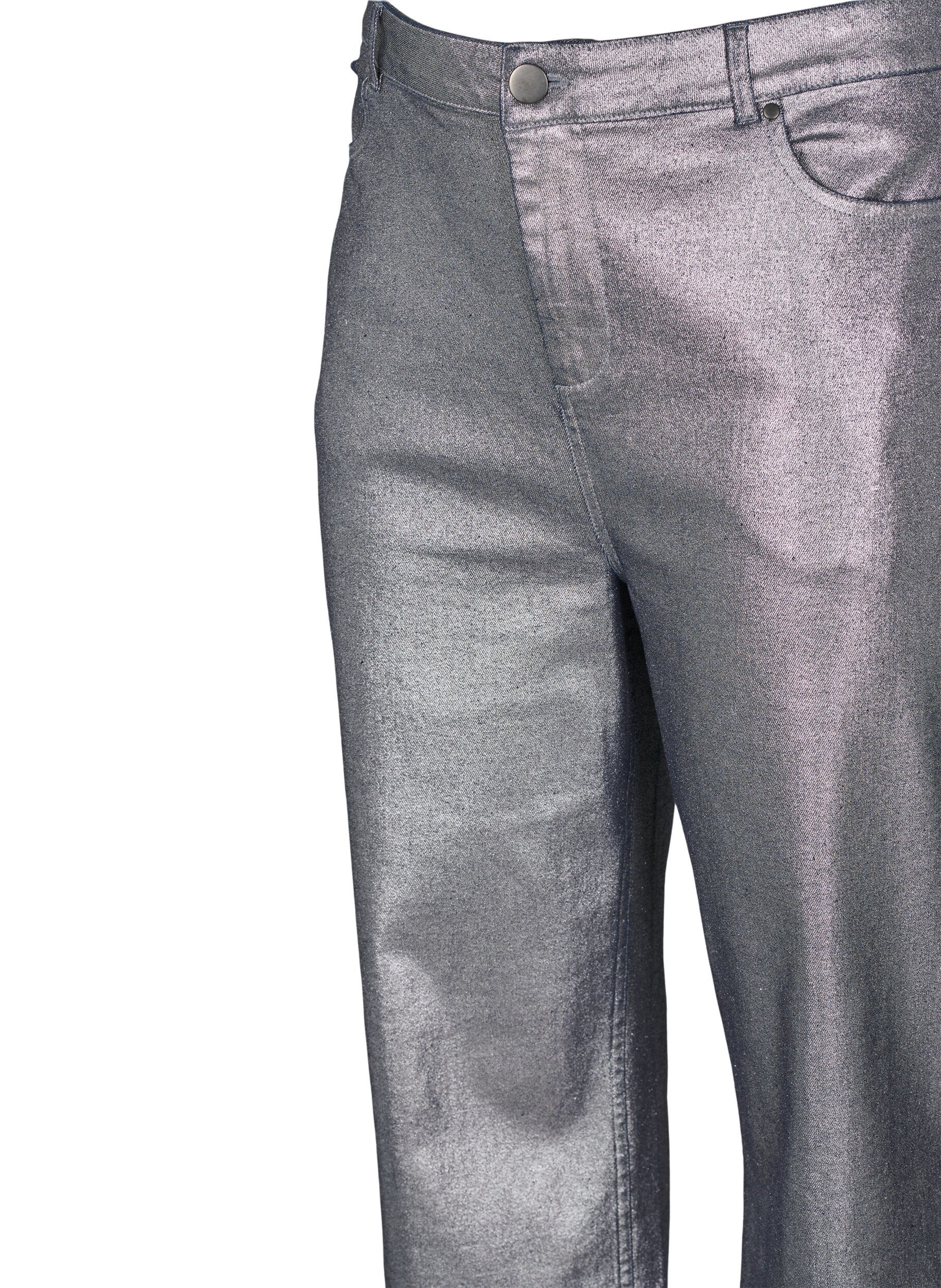 ZizziZilverkleurige jeans met hoge taille, Gun Silver , Packshot image number 2