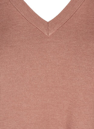 Gebreide blouse met v-hals, Burlwood melange, Packshot image number 2