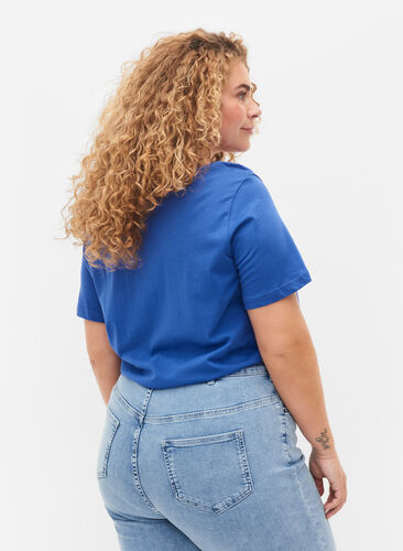 T-shirt en coton avec imprimé, Dazzling Blue Califo, Model image number 1