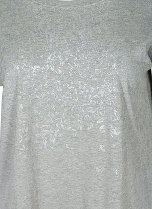 T-shirt met korte mouwen en ton-sur-ton print, Light Grey Melange, Packshot image number 2