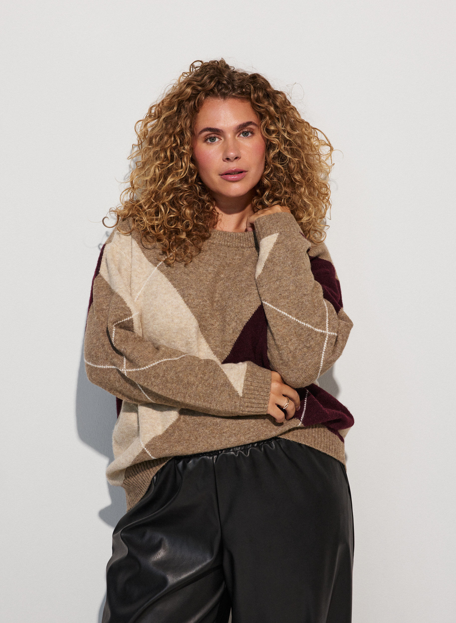 ZizziBreigoed met harlekijnpatroon, Bruin, Model image number 0