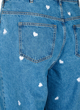 Mille mom fit jeans met borduurwerk, Light Blue Heart, Packshot image number 3