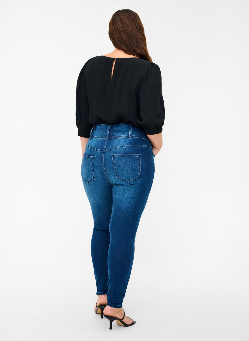 Super slim Bea jeans met extra hoge taille, Blauw, Model image number 1