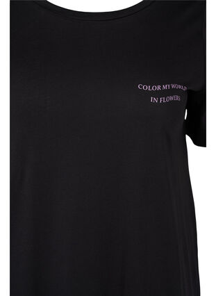 T-shirt long en coton avec détails imprimés, Black, Packshot image number 2