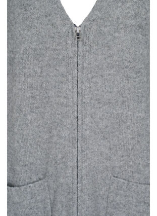 Long cardigan en maille à fermeture Éclair et poches, Medium Grey Melange, Packshot image number 2