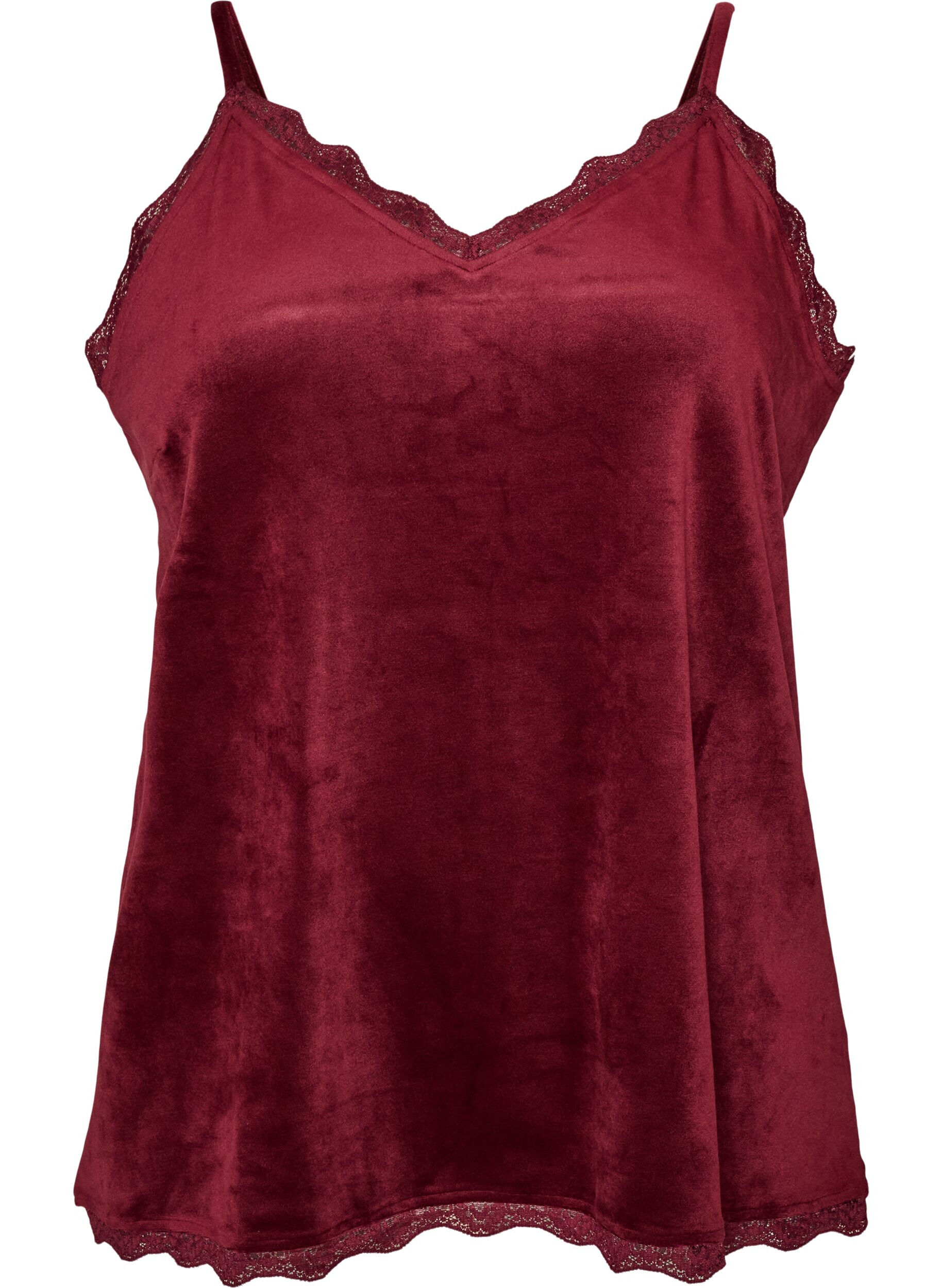 Top en velours avec bordure en dentelle