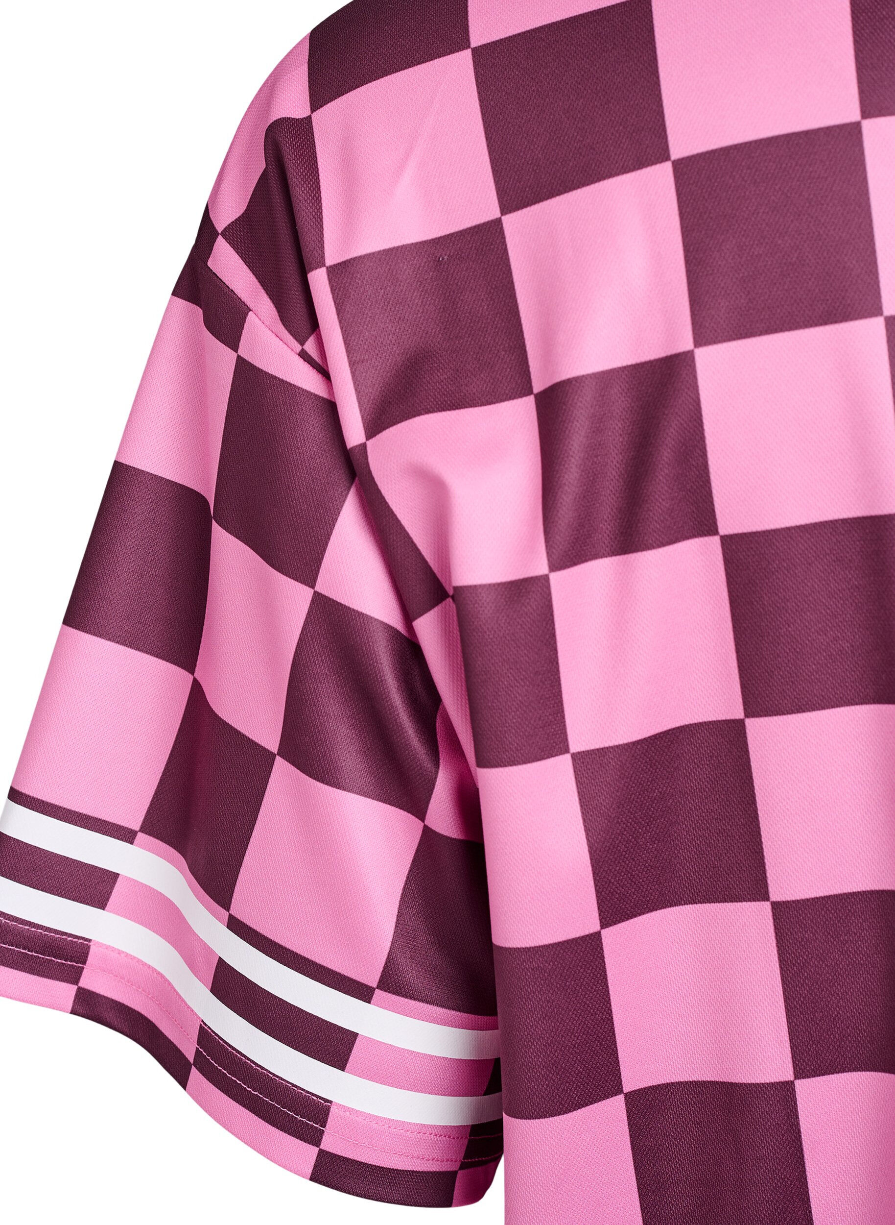 ZizziSporty T-shirt met ruiten en tekstprint, Rood, Packshot image number 3