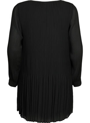 Tunique plissée à manches longues, Black, Packshot image number 1