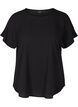 Blouse met korte mouwen en een ronde halslijn, Zwart, Packshot image number 0