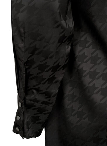 Chemise longue à motif pied-de-poule, Black, Packshot image number 4