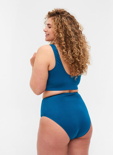 Haut de bikini imprimé à encolure ronde, Ink Blue, Model image number 1