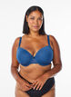 Soutien-gorge moulé avec maille, Bleu, Model image number 0