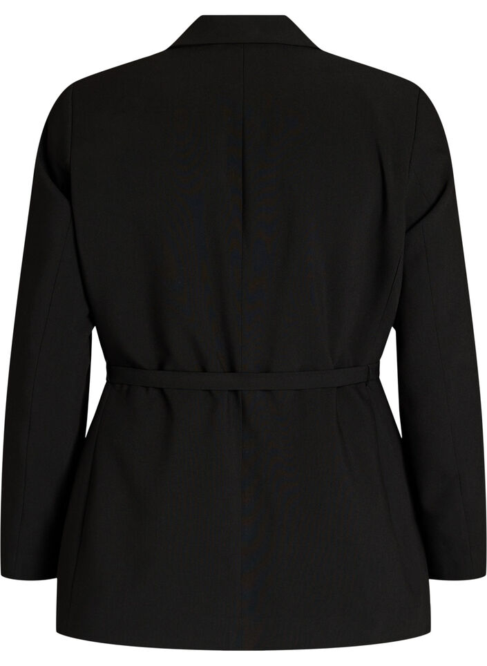 Blazer met afneembare strikceintuur, Zwart, Packshot image number 1