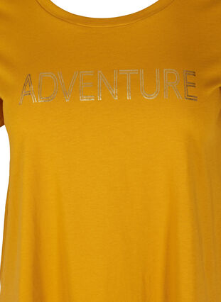 Katoenen t-shirt met a-lijn en print, Harvest Gold, Packshot image number 2