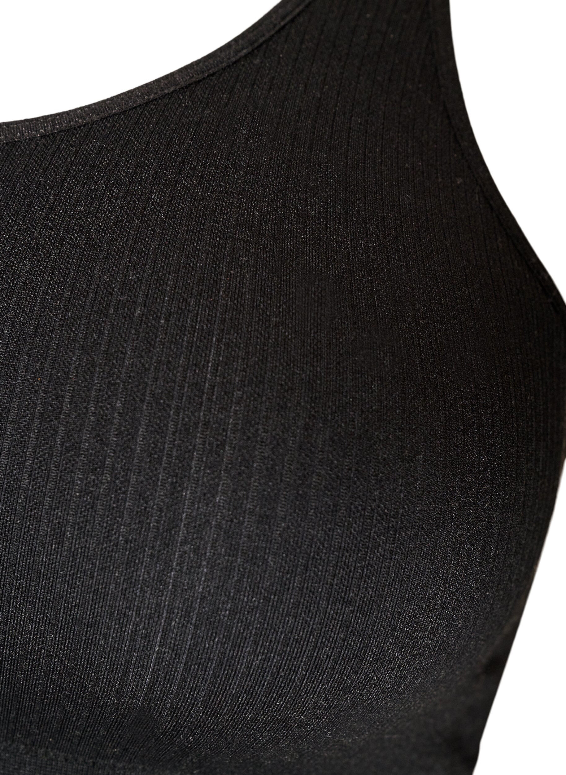 ZizziNaadloze geribde sportbeha, Zwart, Packshot image number 3