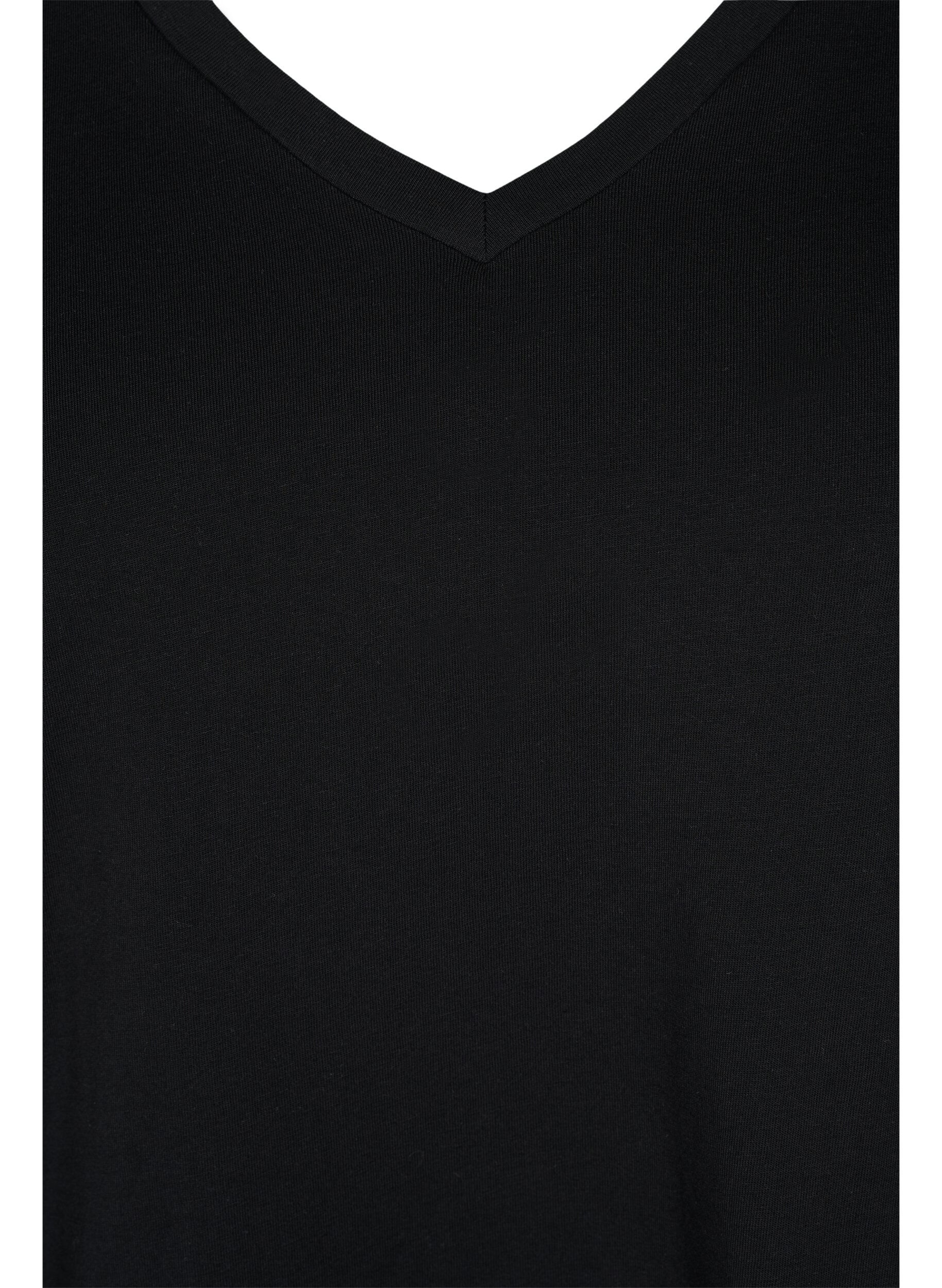 ZizziSet van 2 basic t-shirts in katoen, Black/Black, Packshot image number 2