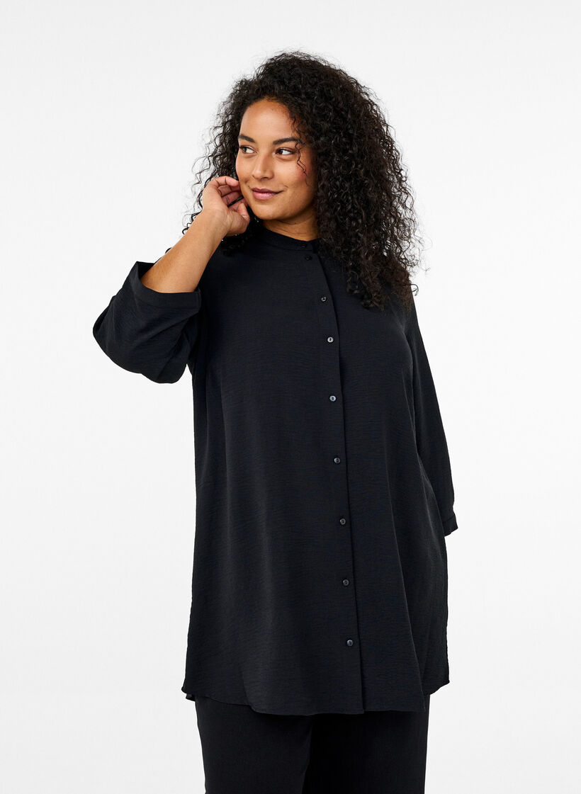 Tuniek met 3/4 mouwen, Zwart, Model image number 0