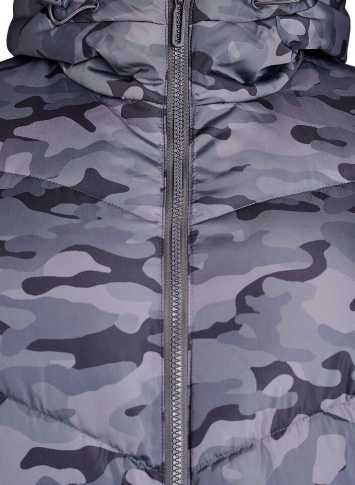 Doudoune longue camouflage, Gris anthracite, Packshot image number 2