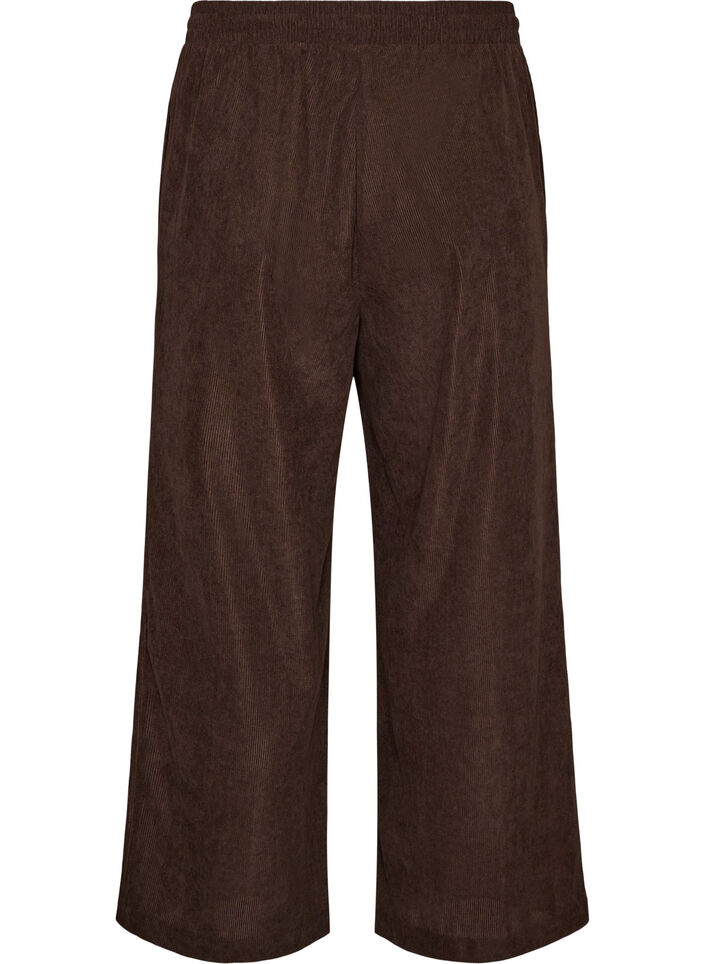 Pantalon en velours c&ocirc;tel&eacute; &agrave; coupe ample et taille haute, Marron, Packshot image number 1