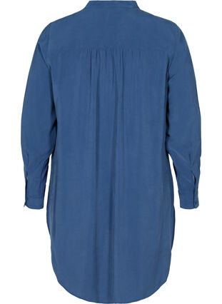 Lange blouse in viscose, Blue Ass, Packshot image number 1