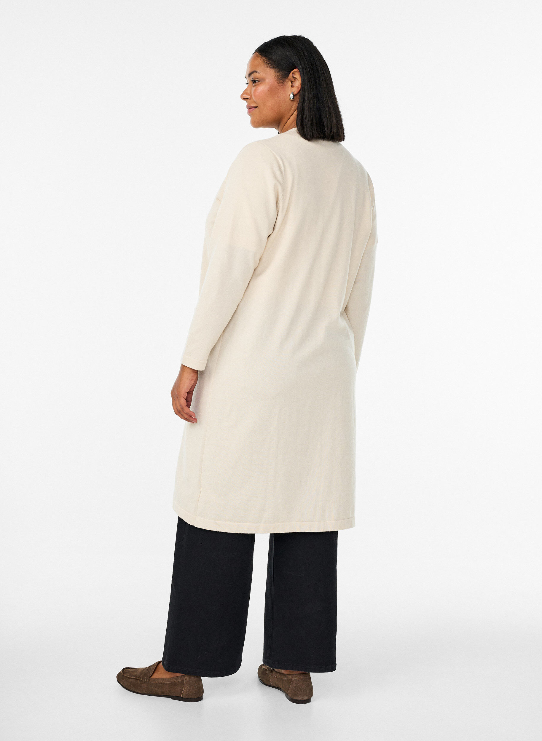 ZizziLang, open vest met zakken, Beige, Model image number 1
