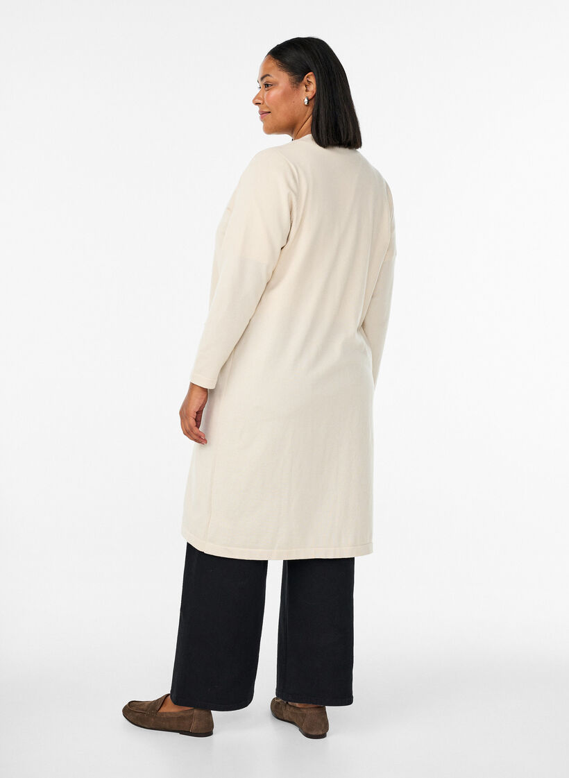 Lang, open vest met zakken, Beige, Model image number 1