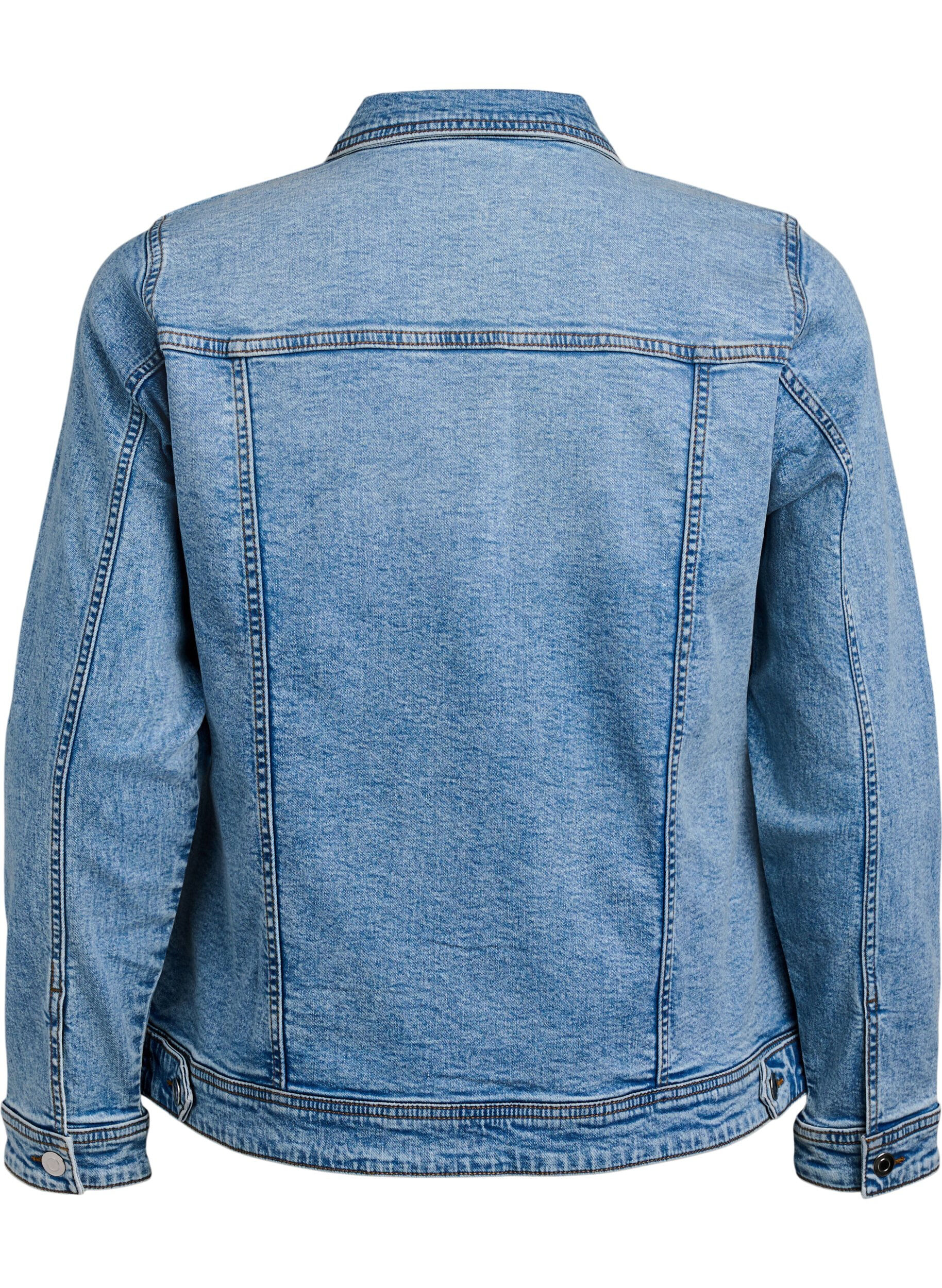 Zizzi Veste en jean avec une coupe classique, Bleu Clair, Packshot image number 1