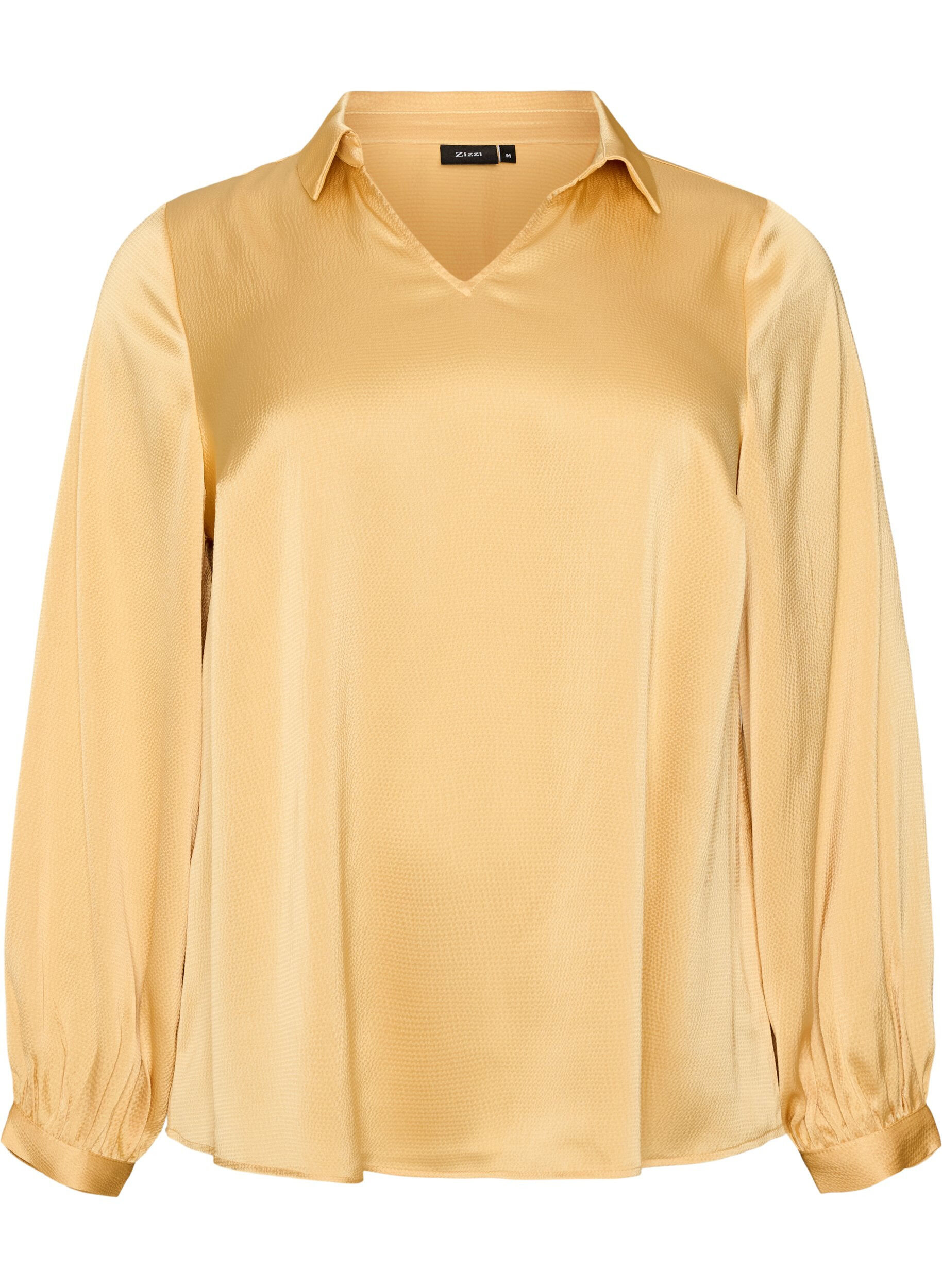 Blouse met overhemdkraag en V-hals
