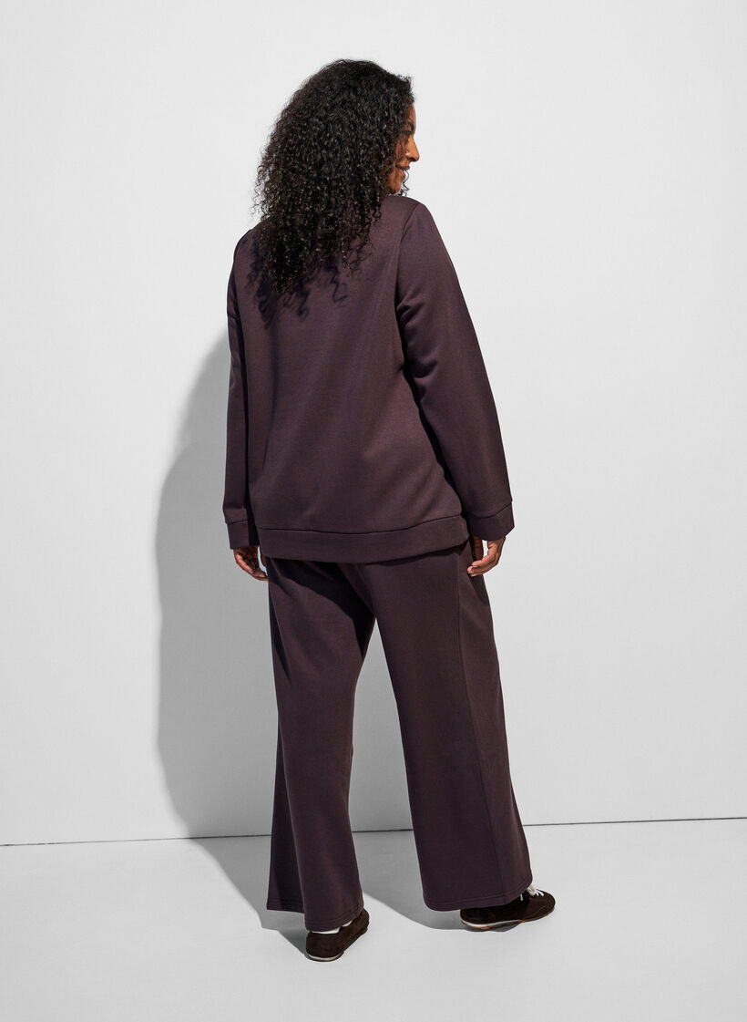 Sweat-shirt avec col montant et fermeture zipp&eacute;e, Marron, Model image number 2