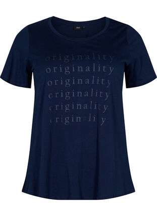 T-shirt en coton avec texte imprimé, Navy Blazer, Packshot image number 0