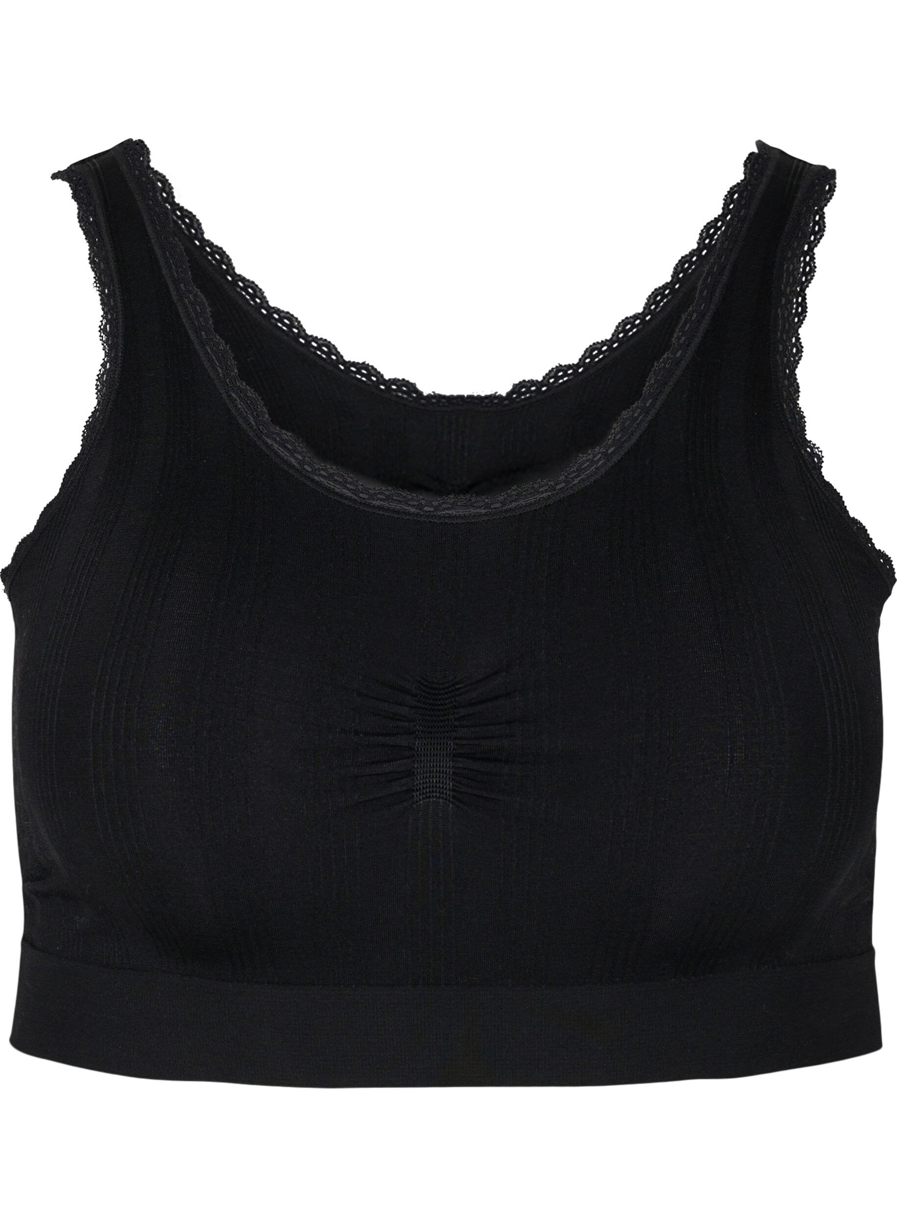 Zizzi Soutien-gorge doux avec bords en dentelle, Black, Packshot image number 0