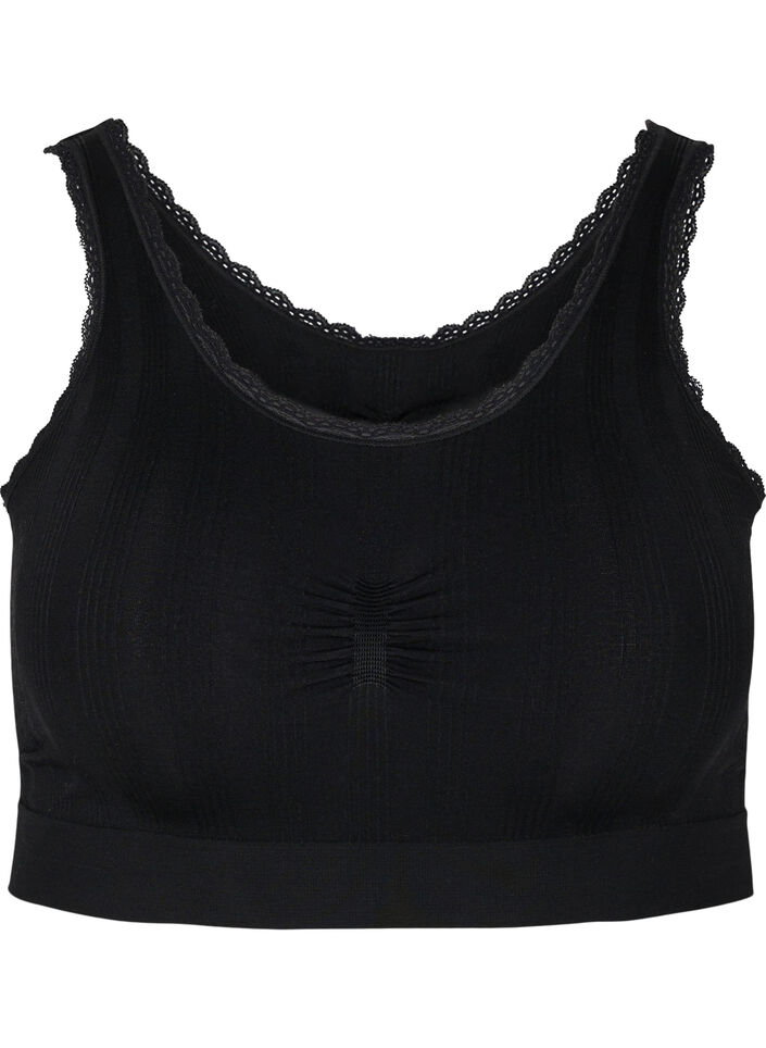 Soutien-gorge doux avec bords en dentelle, Black, Packshot image number 0